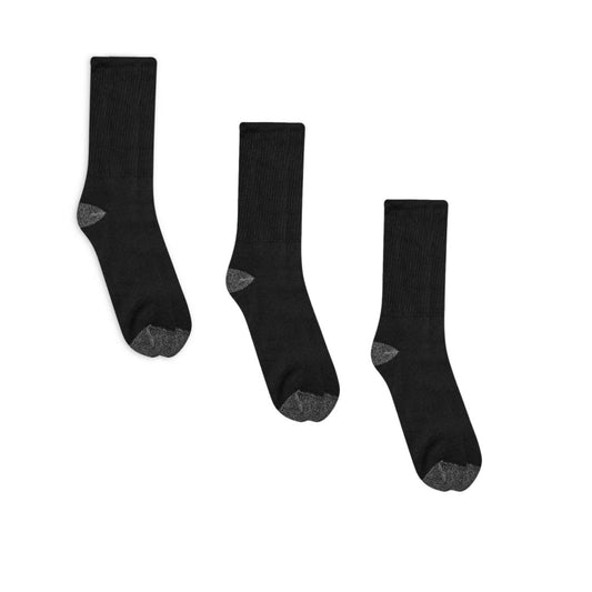 Men's Crew Socks, Black, 3 Pack by Helishoes